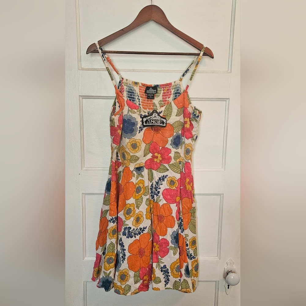 Angie Cream Floral Spaghetti Strap Dress